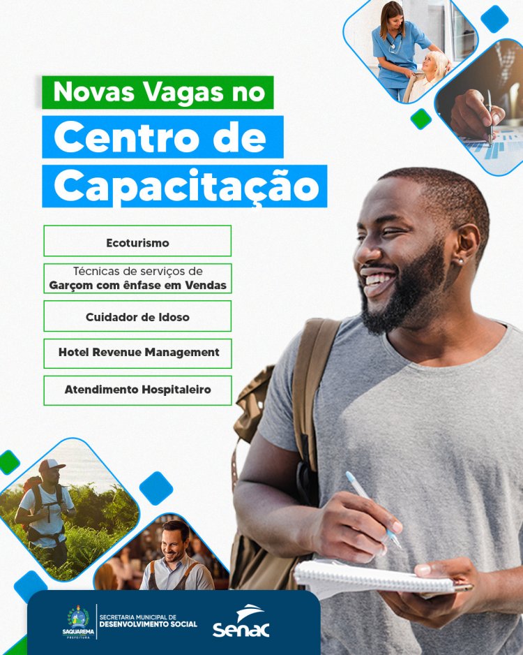 Prefeitura de Saquarema oferece cinco novos cursos de capacitação gratuitos em parceria com o Senac